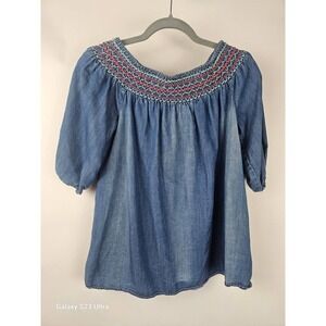 KNOX ROSE szM, denim short sleeve flowey oversized shirt